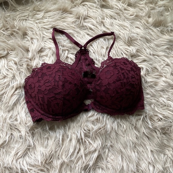 PINK Victoria's Secret Other - Vs PINK Burgundy Date Front Close Racerback Push Up Bra